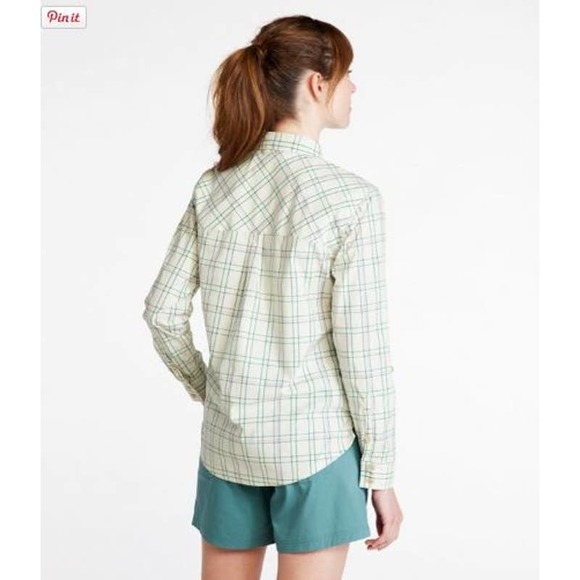 LL Bean Blue Gray Purple Plaid Everyday SunSmart® Woven Shirt Long-Sleeve - Picture 7 of 7